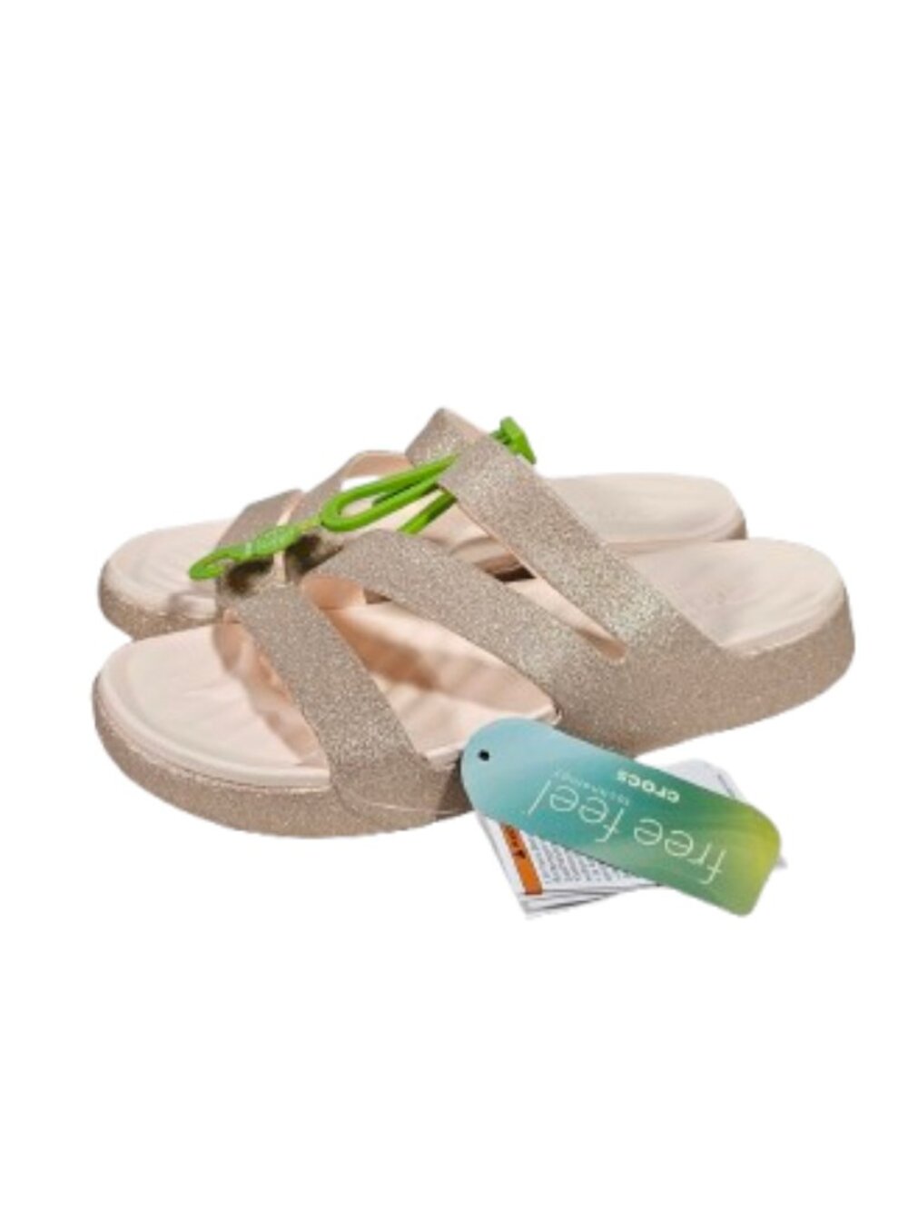 Crocs Getaway Glimmer Strappy Slide Sandals Gold Beige Women's Size 10 NEW